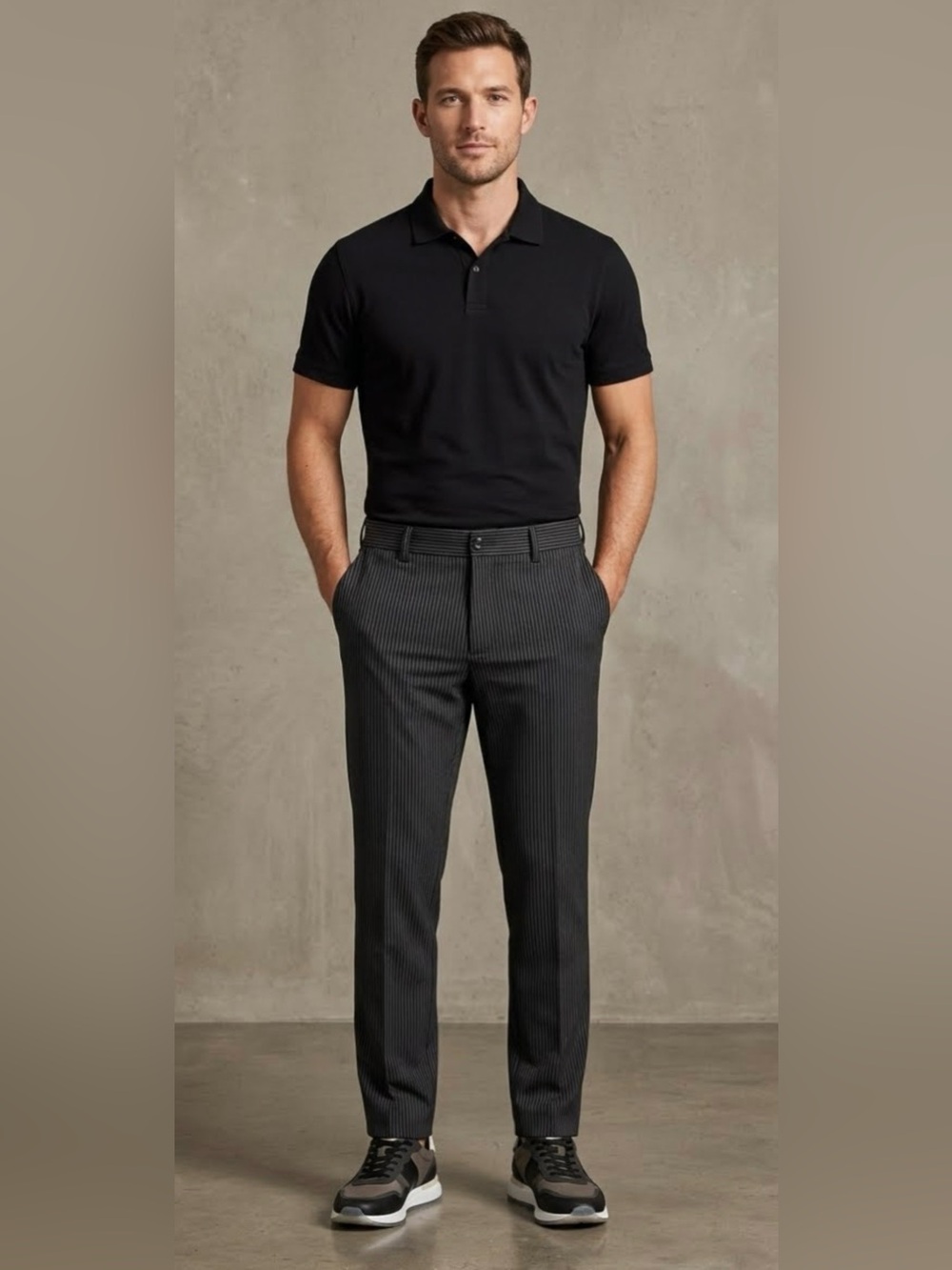 Lululemon Men's Size 32 Straight Leg
Dress Pants - Black & Charcoal
Pinstripe.